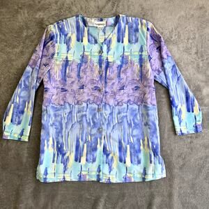 Periphery VTG Button Up Blouse Women’s XL Made in USA Shoulder Pads Retro Blouse